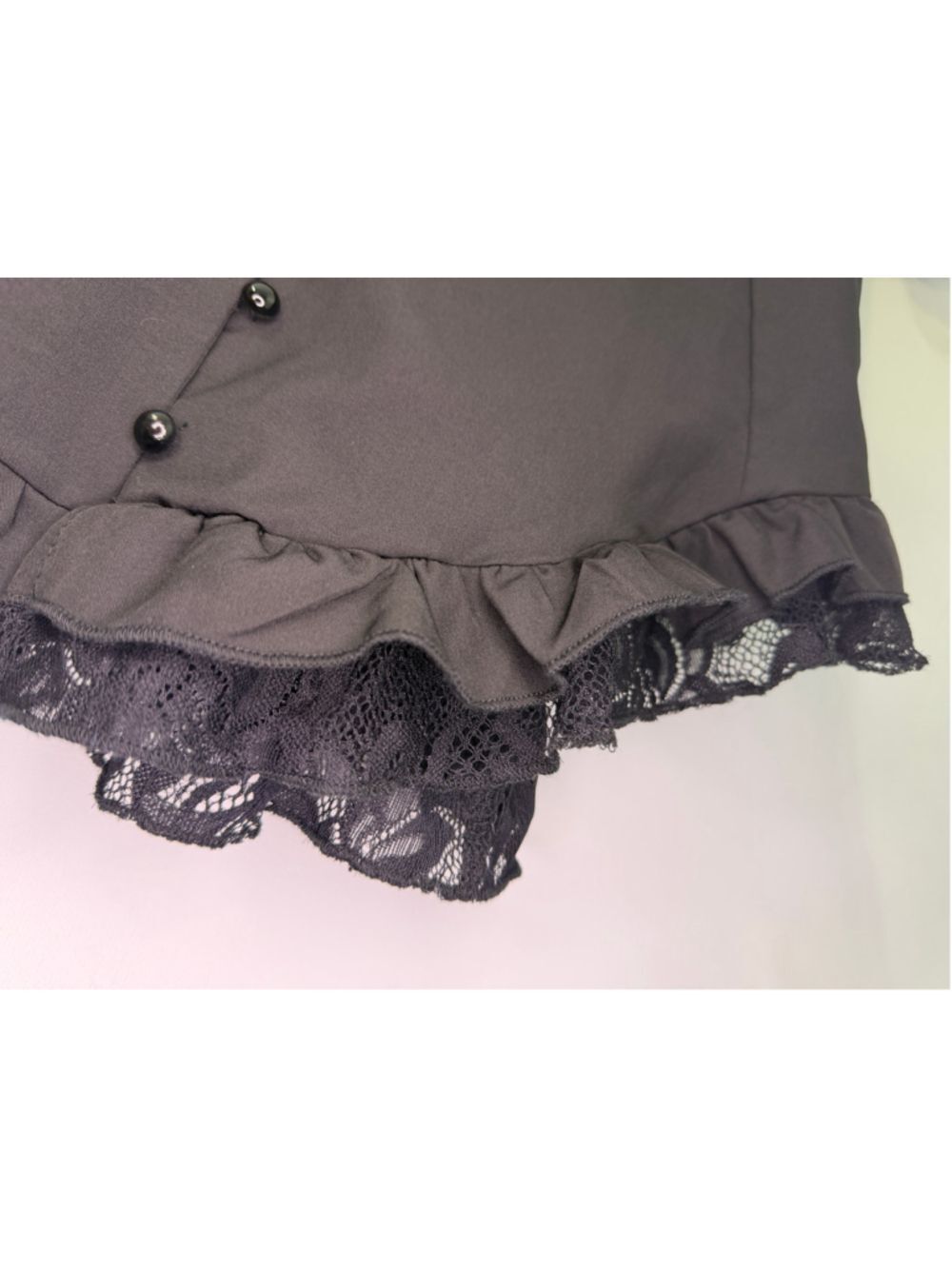 Women's Black Lace Trim Button-Down Bustle Corset-back Blouse Size L Unbranded - Picture 4 of 6